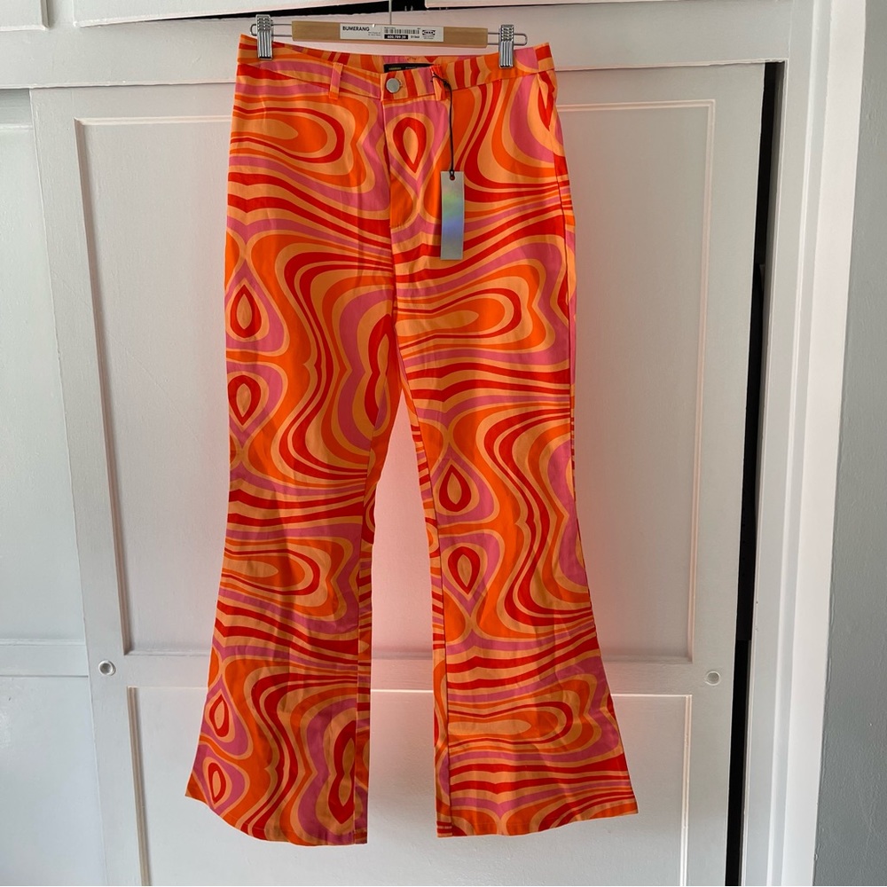 Groovy 70s Inspired NWT Finesse Orange & Pink Bell Bottoms